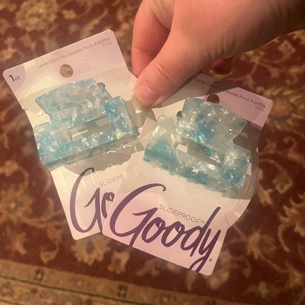 Goody Marble Light Blue Hair Claw Clip - Set of 2